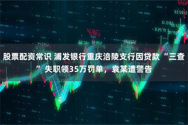 股票配资常识 浦发银行重庆涪陵支行因贷款 “三查” 失职领35万罚单，袁某遭警告